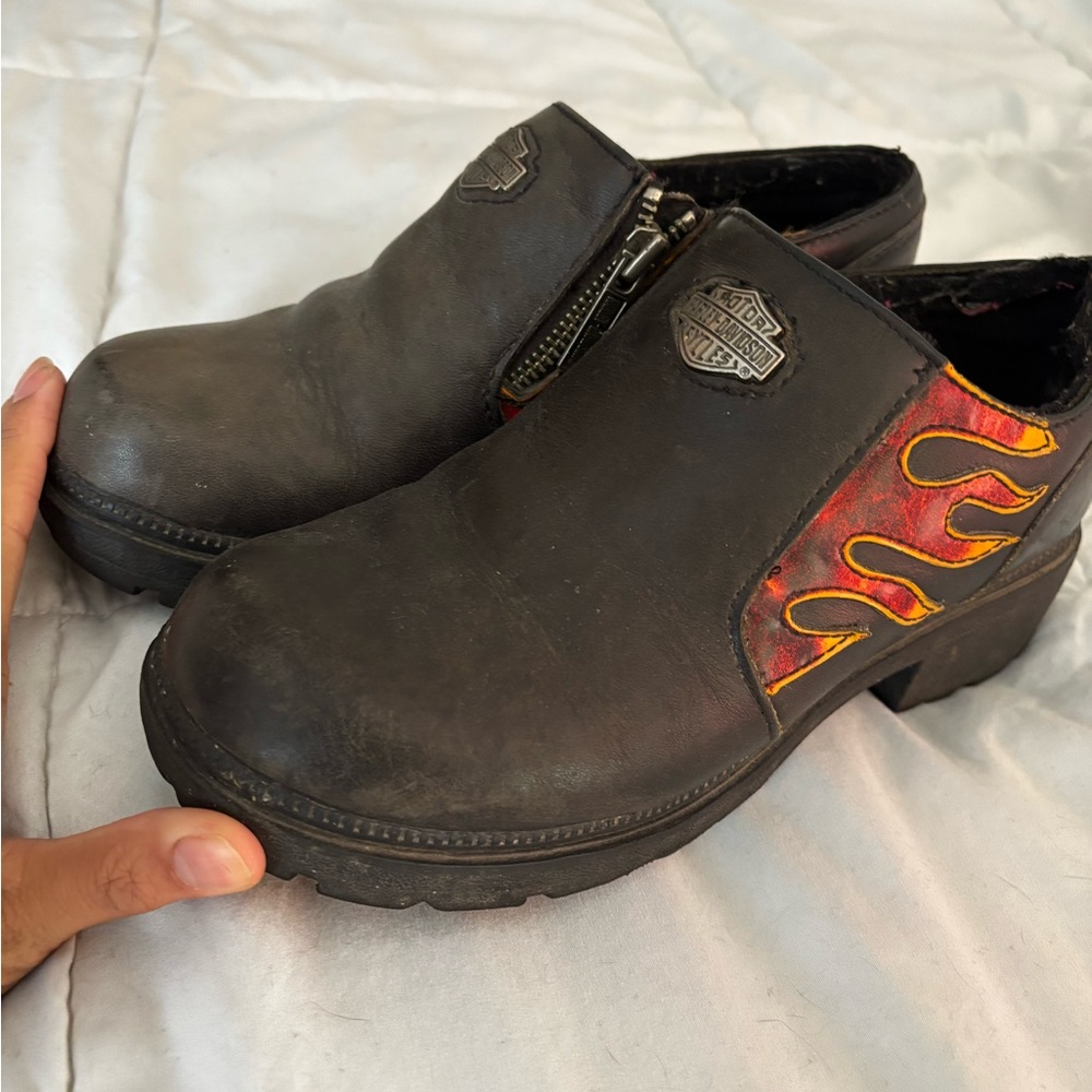 Harley-Davidson Black and Red Flame Boots